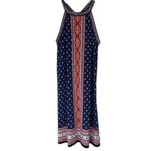 Max Studio Dress Women’s Halter Racerback Shift Sleeveless Red White‎ Blue Small